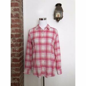 Vineyard Vines Relaxed Fit Plaid Shirt Button Up Blouse Whale Logo Womens Size 4
